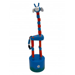 Drücktier Giraffe blau, Holz