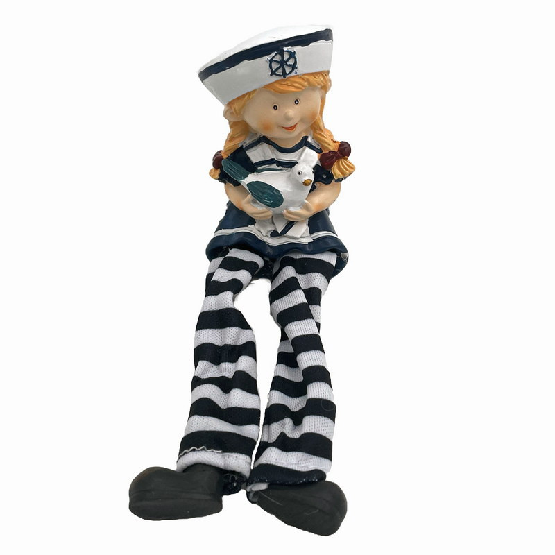 Matrosenkind Mädchen mit Möwe – Maritime Dekofigur, 14 cm Matrosenkind Mädchen mit Möwe – Maritime Dekofigur, 14 cm