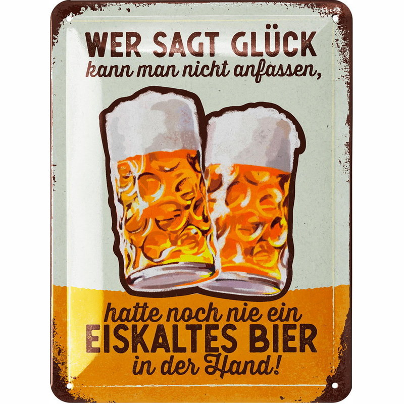 Blechschild Wer sagt Glück kann man nicht anfassen Bier - Lanolu 15x20 cm Blechschild Wer sagt Glück kann man nicht anfassen Bier - Lanolu 15x20 cm