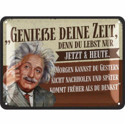 Blechschild genieße deine Zeit - Lanolu 15x20 cm