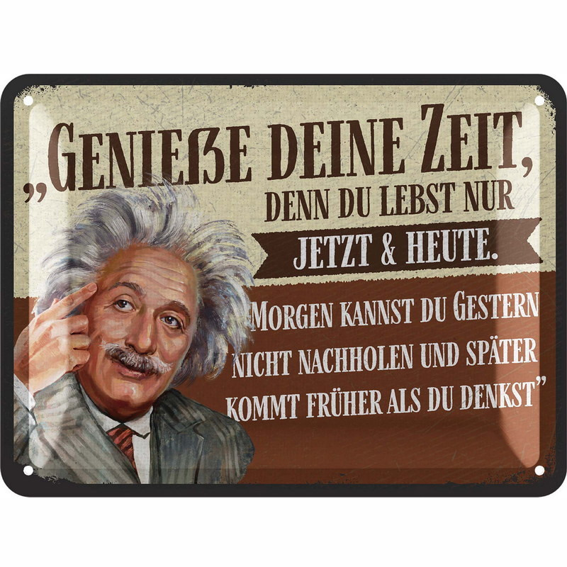 Blechschild genieße deine Zeit - Lanolu 15x20 cm