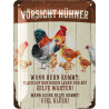 Lanolu Blechschild „Vorsicht Hühner“ – Lustiges Retro-Schild 15x20 cm