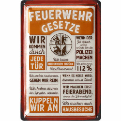 Blechschild Feuerwehr Gesetze - Lanolu 20x30 cm