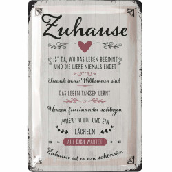 Blechschild Zuhause - Lanolu 20x30 cm