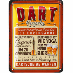 Lustiges Blechschild Dart Regeln – Retro Deko & Geschenkidee mit Humor