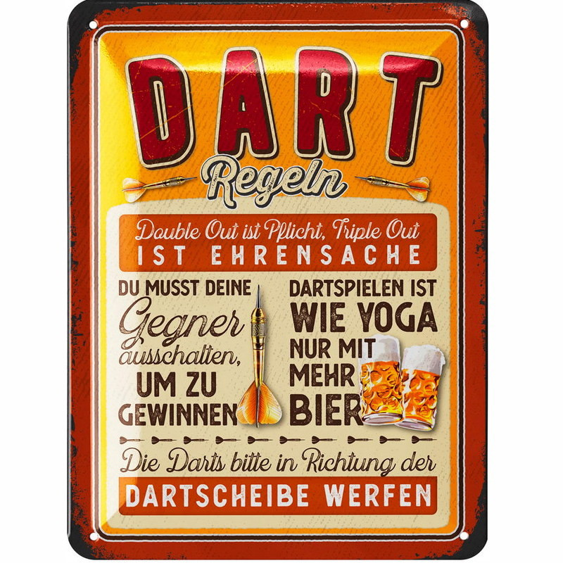 Lustiges Blechschild Dart Regeln – Retro Deko & Geschenkidee mit Humor