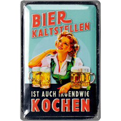 Blechschild „Bier kaltstellen“ – Lustiger Lanolu-Hingucker mit Charme 20x30 cm