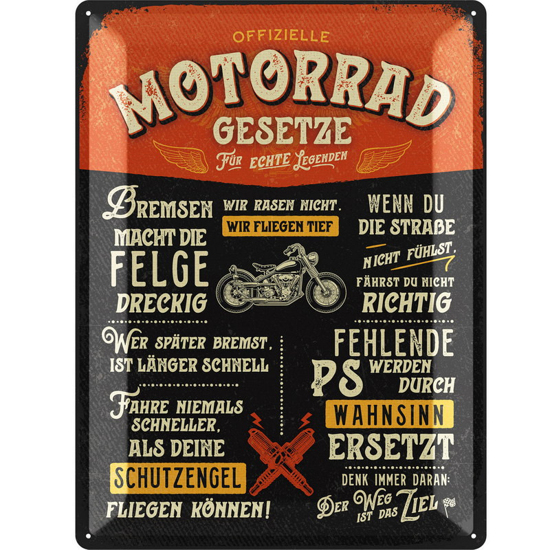Lustiges Blechschild Motorrad Gesetze – Lanolu Metallschild 30x40 cm Lustiges Blechschild Motorrad Gesetze – Lanolu Metallschild 30x40 cm