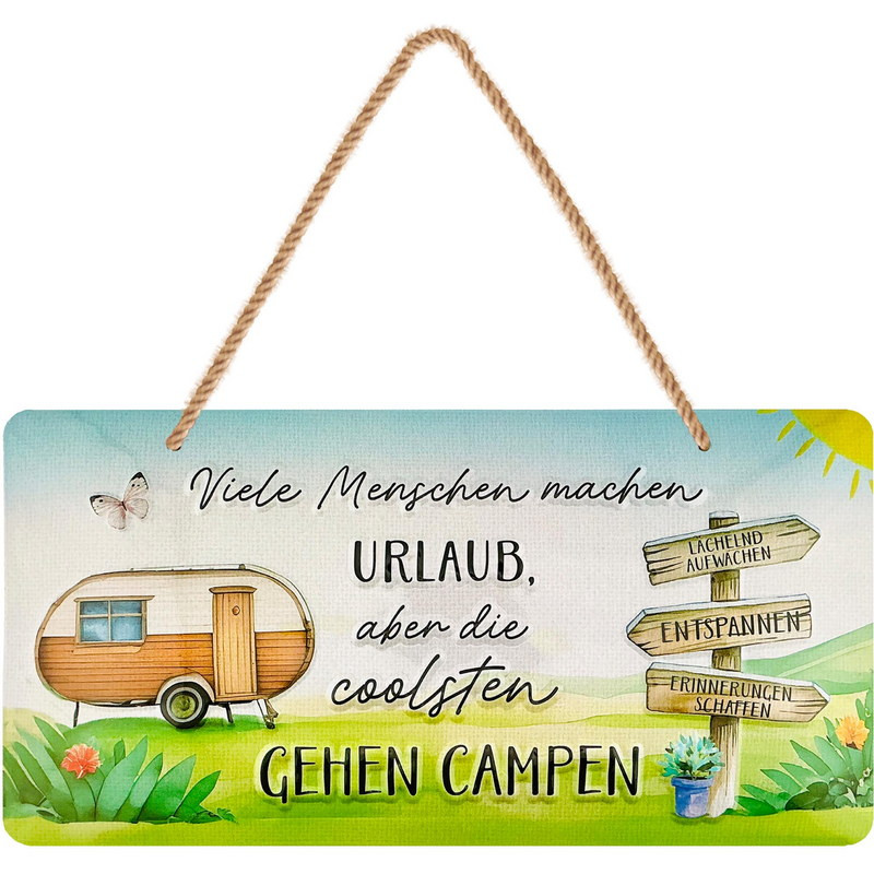 Lanolu Blechschild „Die coolsten gehen campen“ – Lustige Camping Deko