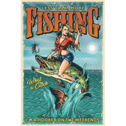 Hochwertiges Fishing Blechschild Pin Up Girl – Vintage Deko für Angler