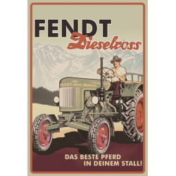 Hochwertiges Fendt Dieselross Blechschild – Vintage Metallschild Made in Germany