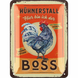 Lanolu Blechschild Hühnerstall - Hier bin ich der Boss