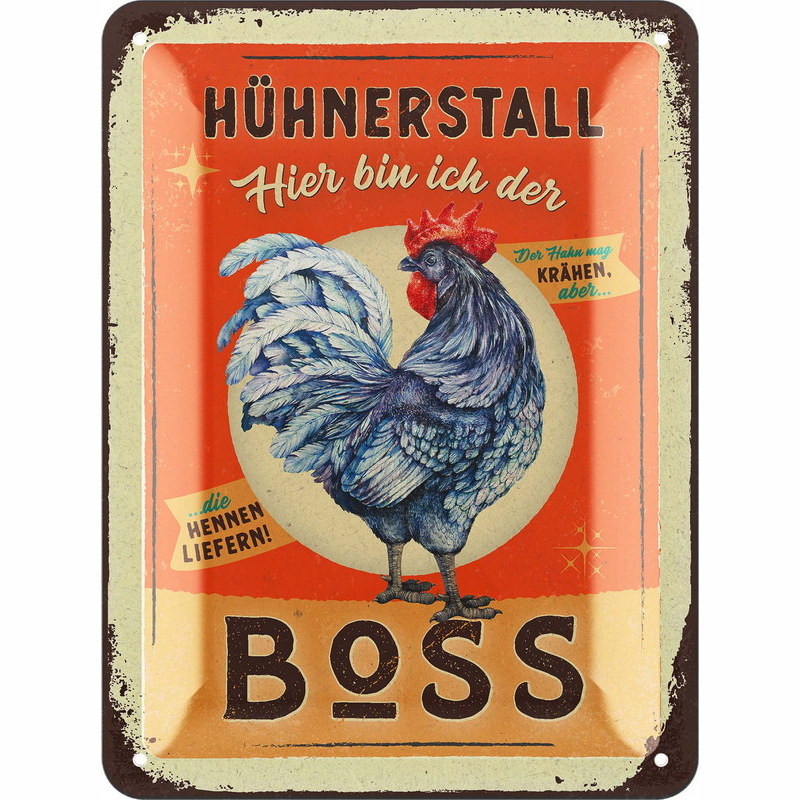 Lanolu Blechschild Hühnerstall - Hier bin ich der Boss