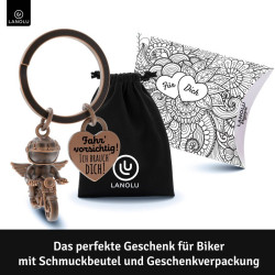 Motorrad Schlüsselanhänger – Dein Schutzengel auf zwei Rädern - Vintage Kupfer mit Beutel