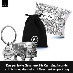 Schlüsselanhänger im Wohnmobil-Design – Dein Glücksbegleiter beim Camping mit Beutel -silber