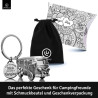 Schlüsselanhänger im Wohnmobil-Design – Dein Glücksbegleiter beim Camping mit Beutel -silber