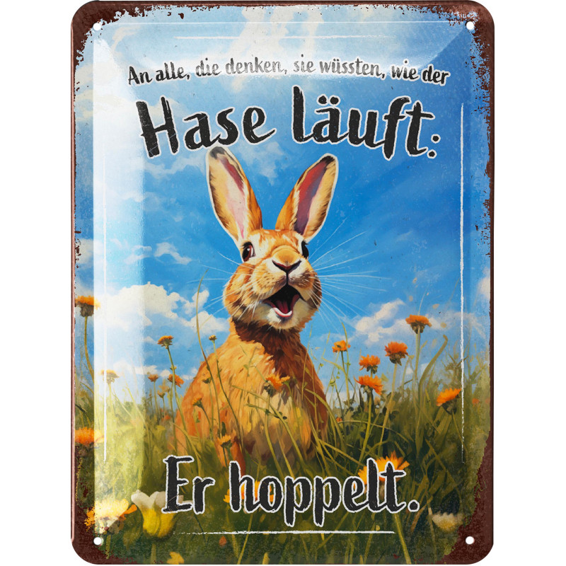 Blechschild Hase läuft 15x20 cmBlechschild Hase läuft 15x20 cm