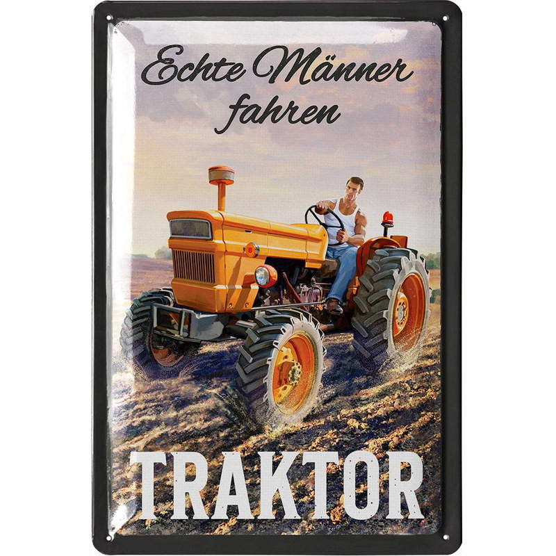 Lanolu Blechschild Echte Männer fahren Traktor 20x30 cm