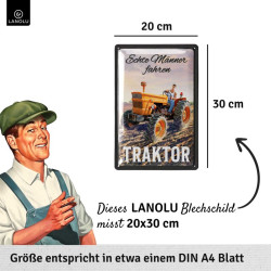 Lanolu Blechschild Echte Männer fahren Traktor 20x30 cm
