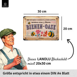 Lanolu Blechschild Bienen-Oase 20x30 cm