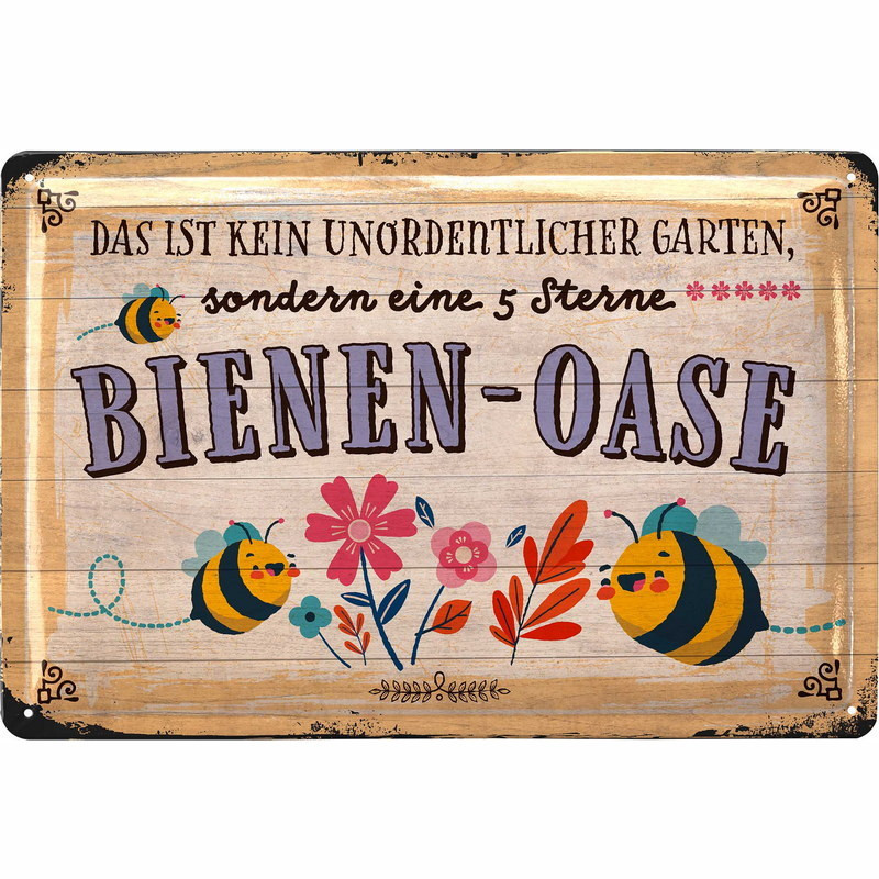 Lanolu Blechschild Bienen-Oase 20x30 cm