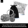 Lanolu Schlüsselanhänger "Feuerwehrauto" Vintage Silber