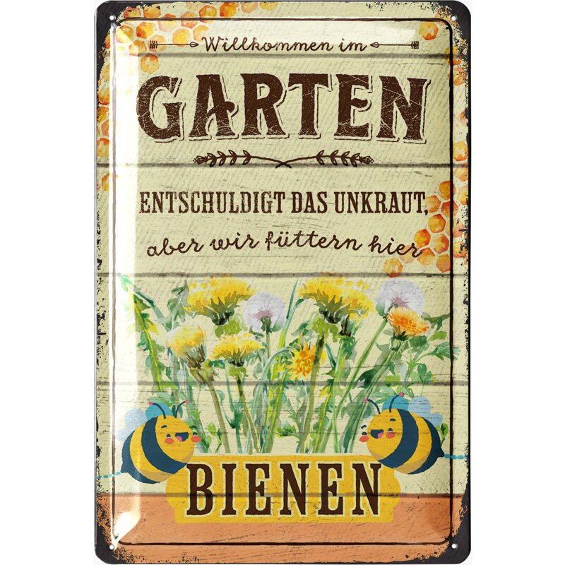 Lanolu Blechschild Garten - Entschuldigt das Unkraut 20x30 cm