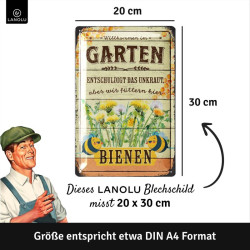 Lanolu Blechschild Garten - Entschuldigt das Unkraut 20x30 cm