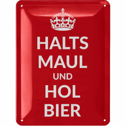 Lanolu Blechschild Halts Maul und hol Bier 15x20 cm