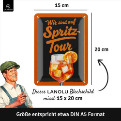 Lanolu Blechschild Wir sind auf Spritz-Tour 15x20 cm