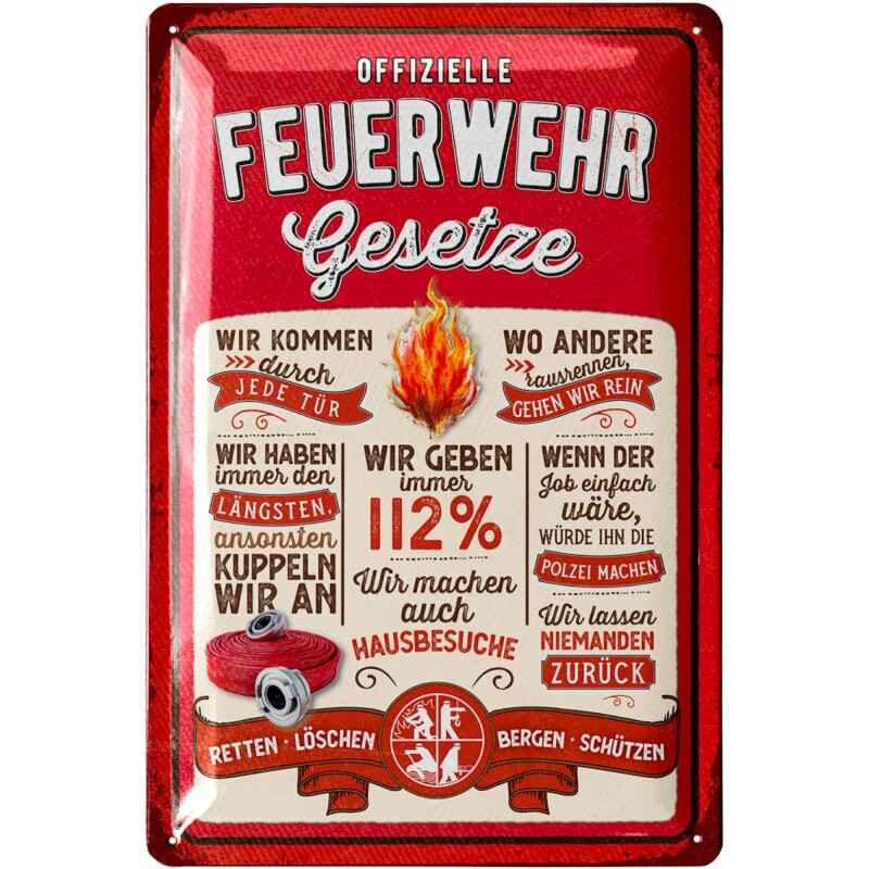 Lanolu Blechschild Feuerwehrgesetze