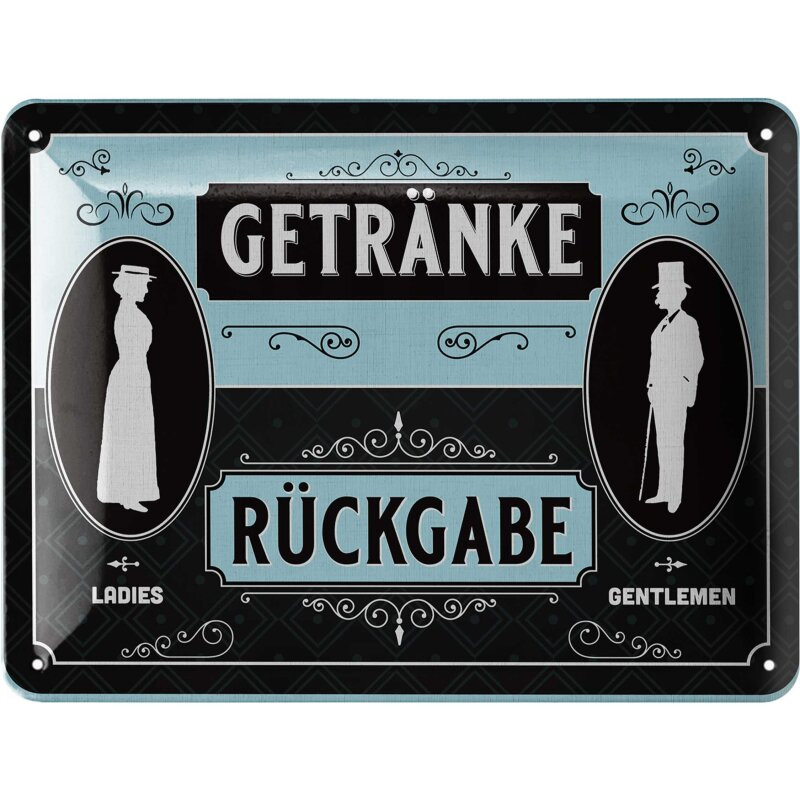 Lanolu Blechschild Getränkerückgabe - 15x20 cm Motivprägung