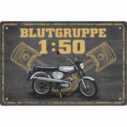 Blechschild Blutgruppe 1:50 kaufen | Lustiges Metallschild 20x30 cm Deko Geschenk