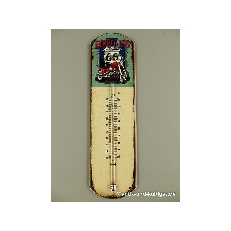Blechschild mit Thermometer Route 66