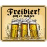 Lustiges Blechschild Freibier – RAHMENLOS® Geschenkidee aus Aluminium