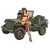 Blechschild Jeep Pin Up Girl
