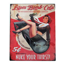 Blechschild Atom Bomb Cola Pin Up Girl
