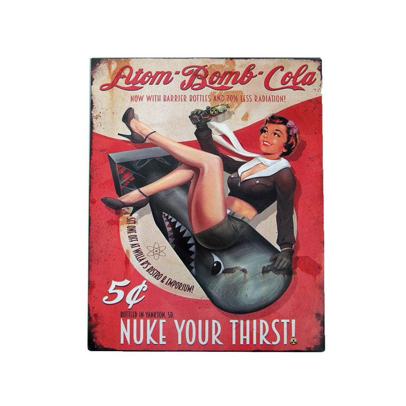 Blechschild Atom Bomb Cola Pin Up Girl