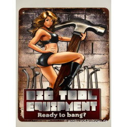 Blechschild Big Tool - Pin Up Girl - 25x20 cm