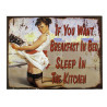 Blechschild Breakfast in Bed Pin Up Girl