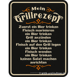 Blechschild Grillrezepte Rahmenlos