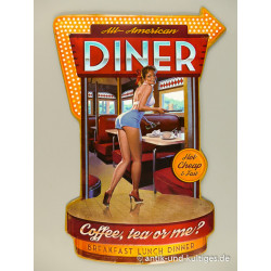 Blechschild Diner mit Pin Up Girl