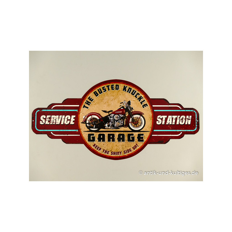 Blechschild Service Station Motorrad