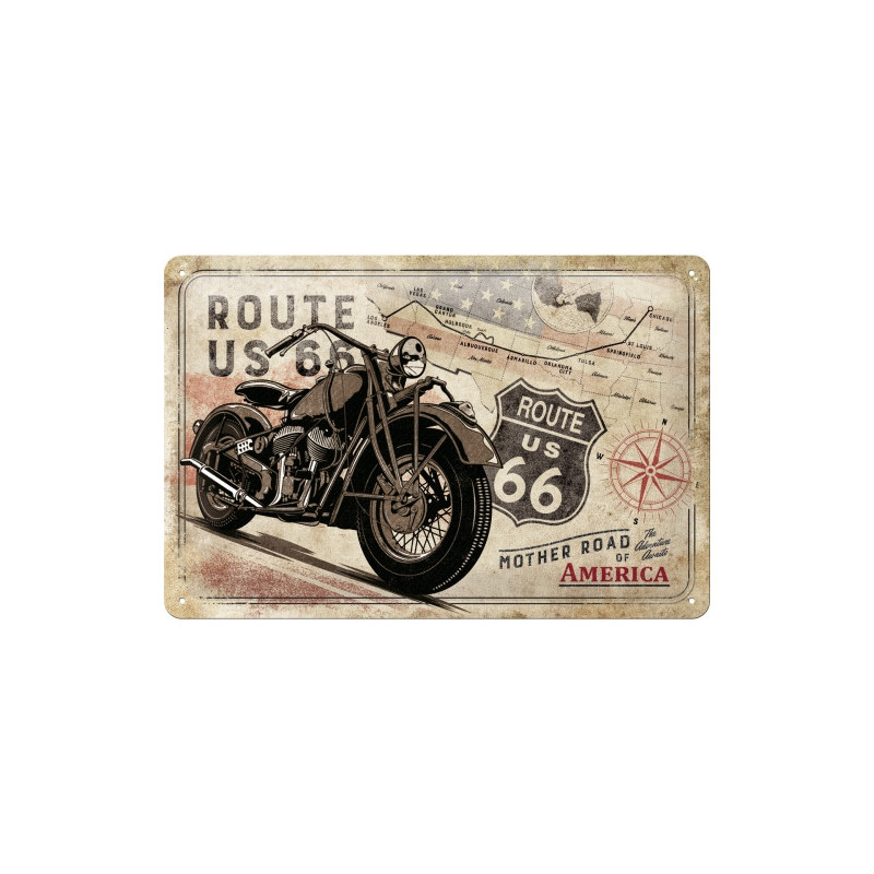 Tolles Blechschild Route 66 Bike Map - Nostalgic-Art