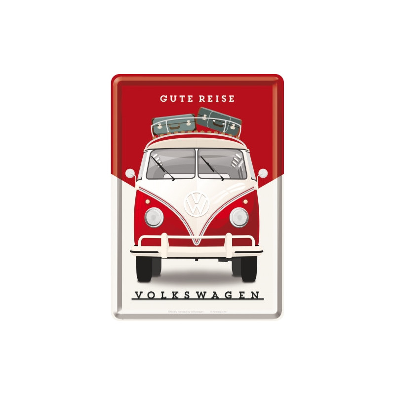 VW Blechpostkarte Bulli Gute Reise - Nostalgic-Art