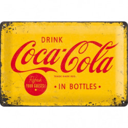 Coca Cola Blechschild Logo gelb - Nostalgic-Art