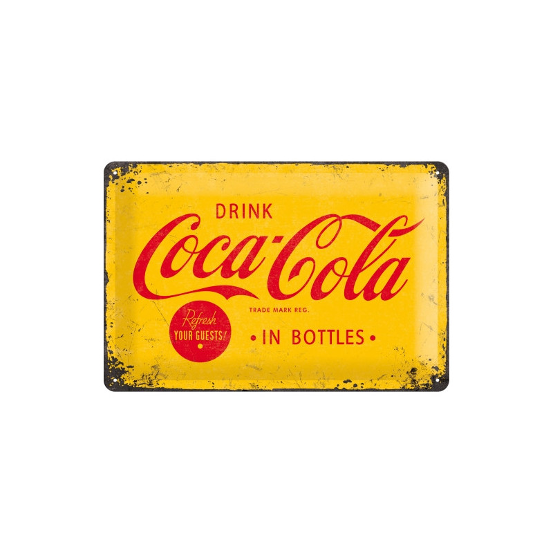 Coca Cola Blechschild Logo gelb - Nostalgic-Art