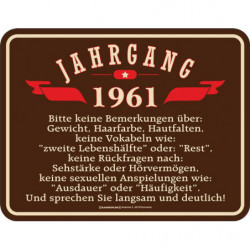 Blechschild Jahrgang 1961 - RAHMENLOS® 3967