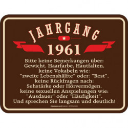 Blechschild Jahrgang 1961 - RAHMENLOS® 3967