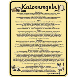 Blechschild Katzenregeln -...